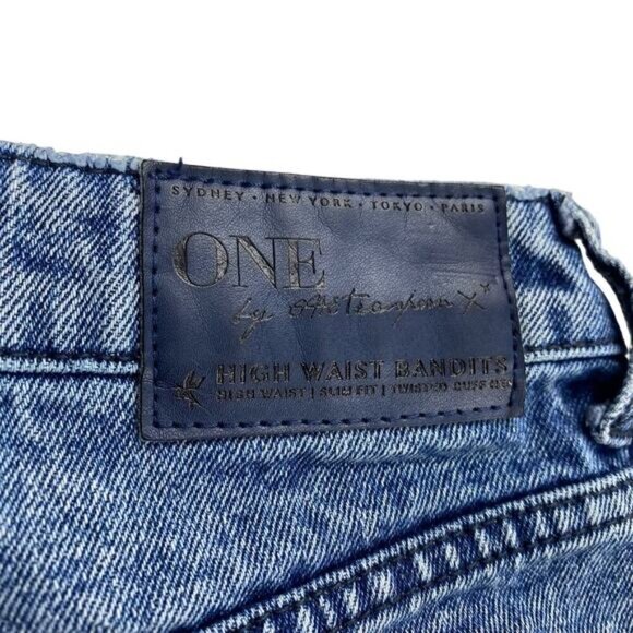 ONE X ONETEASPOON Bandits High Waisted Slim Fit Cuffed Hem Denim Short Sz 23 - Picture 9 of 9